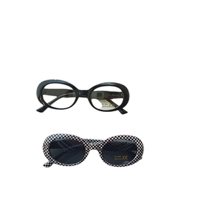 Oval frame kids sunglasses with UV400 protection in solid black and checkered patterns