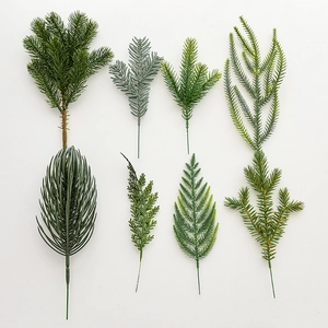 Artificial Pine Branches Realistic Greenery Picks PVC PE Plastic For Christmas Tree Garland Wreath Making Home Festive Decor