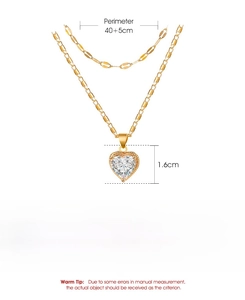 Spécifications de taille pour collier double épaisseur doré avec pendentif cœur