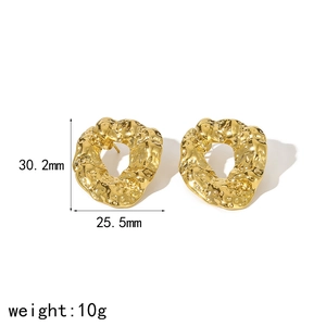 Exaggerated 18K gold plated lava textured stainless steel earrings with size measurements