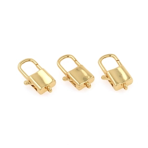 Three 18K gold-plated padlock spring clasps for DIY jewelry necklaces and bracelets