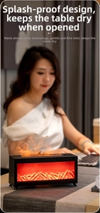 Detail of splash-proof desk humidifier with nano atomization and realistic flame effect