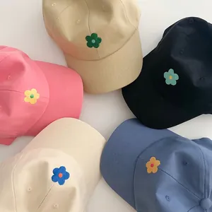 Lot de 5 casquettes de baseball pour enfants avec broderie fleur en couleurs pastel