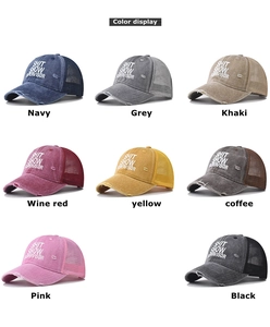 Verschie. Ansichten der 8 Farben Mesh-Baseballkappen mit Vintage-Slogan-Aufdruck
