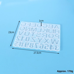 Macro view showing dimensions and depth of the large 3D alphabet silicone resin mold
