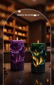 Detail showing Calla Lily embossed patterns on DIY silicone candle making molds