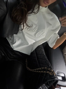 Dames Katoenen T-Shirt Met Korte Mouwen Ronde Hals Letter Borduurwerk Losse Pasvorm Oversized Casual Streetwear Top
