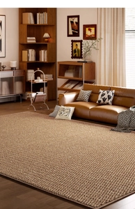 Detail of Antique Gold faux sisal rug featuring natural woven texture and anti-slip backing
