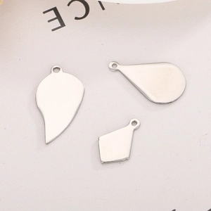 Polished stainless steel geometric charms in water drop and diamond shapes for DIY jewelry