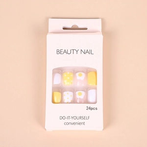 Detailed view of nail tips packaging with 24pcs label for DIY manicure kit