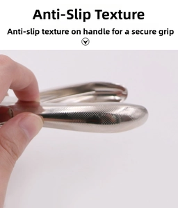 Detail of ergonomic non-slip dotted handle texture on professional stainless steel tweezers