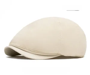 Side view of a beige quick-dry ivy cap showing the premium stitching and six-panel design
