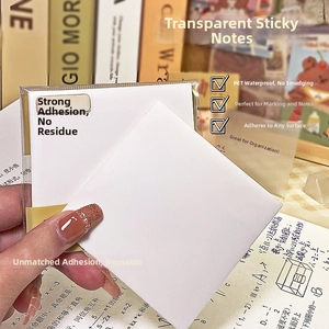 Waterproof transparent PET sticky notes showing high clarity on math exam paper
