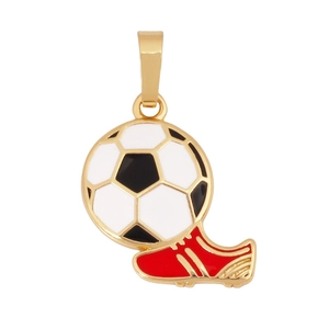 Détail du pendentif de football et chaussure émaillé pour bracelets DIY sur fond blanc