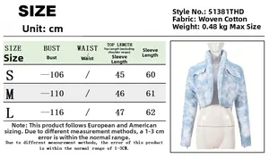 Tableau des tailles détaillé pour veste matelassée tie-dye en coton tissé de haute qualité