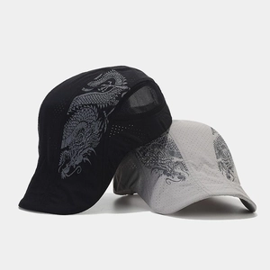 Cappelli parasole ad asciugatura rapida con stampa drago e fori laser in nero e grigio