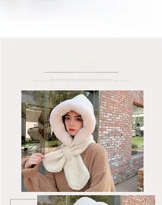 Close-up of fluffy plush winter hood with invisible snap button and windproof lining
