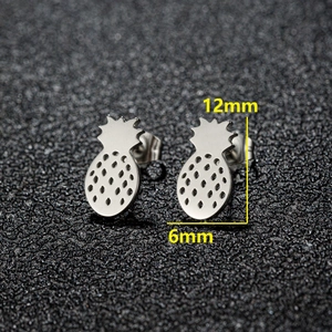 Minimalist pineapple stud earrings in silver finish featuring detailed cut-out texture