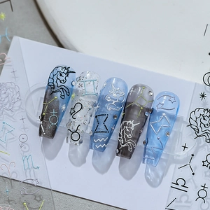 Nagelaufkleber 5D Relief Selbstklebend Sternzeichen Einhorn Stern Mond Designs Dünne DIY Dekoration Maniküre