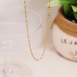 Minimalist Stainless Steel O-Chain Necklace For Women Gold Plated Flat Round Link Clavicle Chain Versatile Daily Jewelry Gift