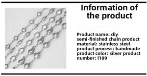 Detailed view of silver stainless steel teardrop and geometric DIY jewelry chain links
