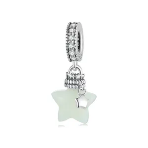 925 Sterling Silver Star Wishing Bottle Charm Pendant Luminous Glow In The Dark Zirconia Inlaid DIY Jewelry For Women
