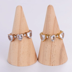 316L Stainless Steel Cubic Zirconia Heart Shaped Ring Sweet Elegant Jewelry For Women Gold Rose Gold Plated