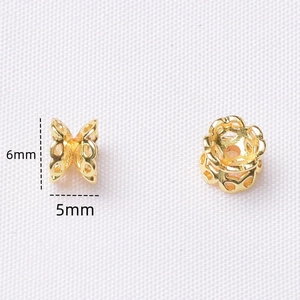 6mm x 5mm gold-filled hollow flower bead caps for DIY jewelry making accessories