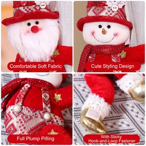 Christmas snowman and Santa curtain buckle tiebacks with red sequins and soft plush material