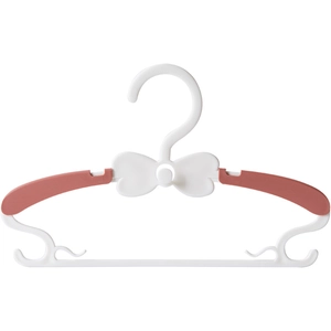 10-pack white and pink adjustable plastic children hangers with non-slip bow design