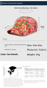 Size guide for floral beret showing measurements and head circumference instructions