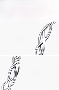 Détail d'une bague en argent 925 montrant la finition polie et la texture torsadée