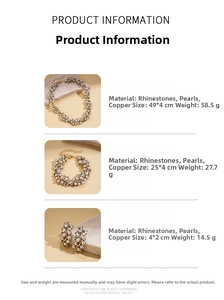 Dimensions détaillées du coffret bijoux perles et strass avec collier et bracelet