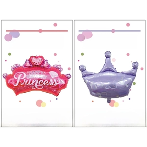 Pink and purple large princess crown foil balloons for birthday party decorations