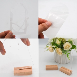 Présentoir à bijoux en acrylique transparent avec socle en bois pour boucles d'oreilles