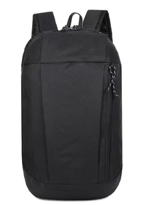 Classic black outdoor sport backpack with durable nylon fabric and vertical zipper pocket