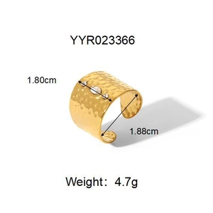 Detailed size specifications of the gold hammered open ring with sparkling zircon stones