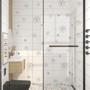 Self-adhesive white snowflake wall stickers for glass window and bathroom tile decoration