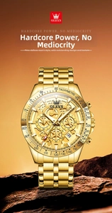 Macro detail of gold stainless steel chronograph watch with skeleton dial on stone