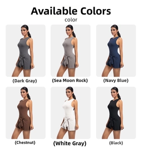 Tutina sportiva da donna in sei colori con fiocco in vita e design senza maniche traspirante