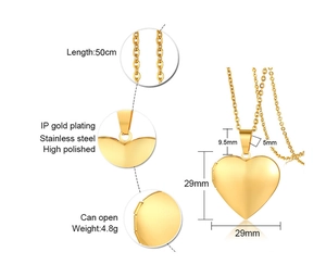 Detail view of heart-shaped locket pendant dimensions and chain link texture specifications