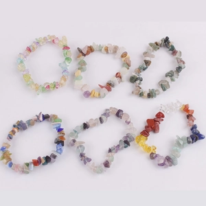 Handmade natural stone chip bracelets in assorted colorful crystals for women