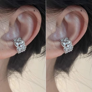 Copper Zircon Hollow Out Ear Bone Clip No Piercing Minimalist Fashion Earring For Women Silver Color