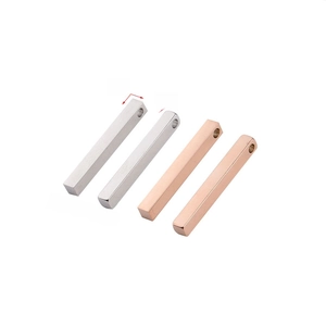 Polished stainless steel bar pendants in silver and rose gold with square and round edges