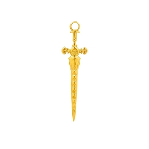 Minimalist gold-finished 304 stainless steel sword pendant necklace for men and women