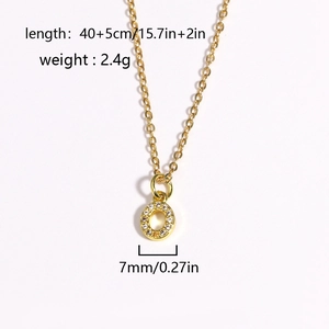 Gold plated ring necklace with zircon inlay and product size specifications