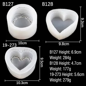 3D heart and cylinder silicone molds set for DIY cake, candle, and plaster ornaments