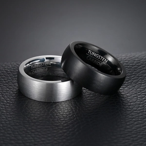 8mm minimalist matte brushed tungsten carbide rings for men in black and silver finishes
