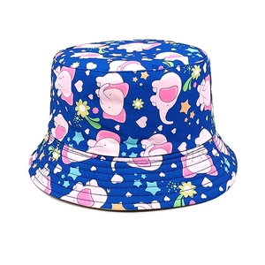 Detail showing high-quality twill cotton fabric with cute pink elephant and floral patterns