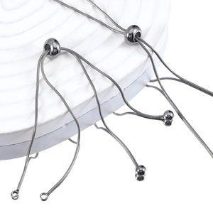 Adjustable stainless steel snake chain extender with sliding beads for DIY jewelry
